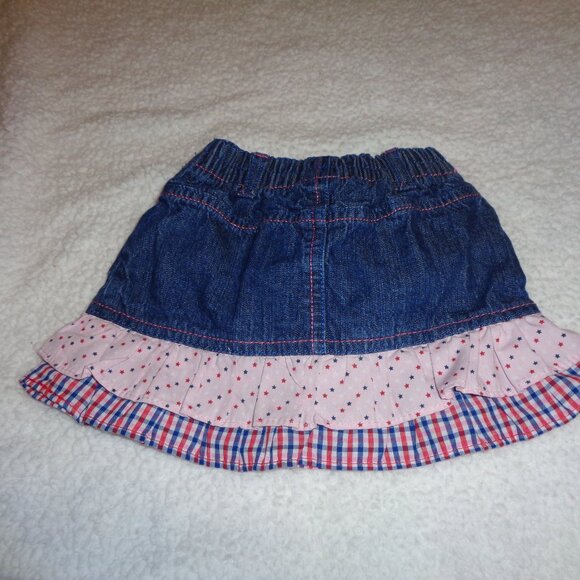 4th Of July Baby Girls Denim Skirt Skort Size 24 M - Picture 3 of 6